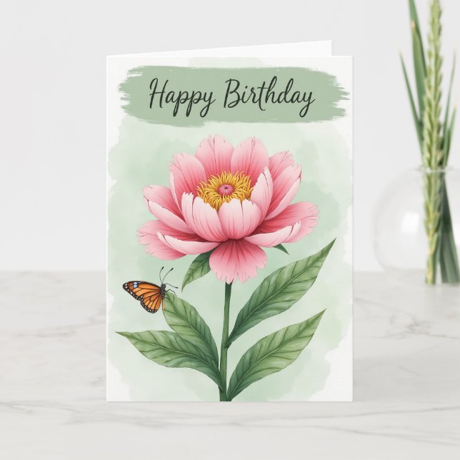 Carte d'insecte à fleurs rose à pois (Devant)