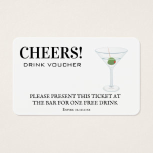 Carte d'insertion blanche du bon de boisson d'entr