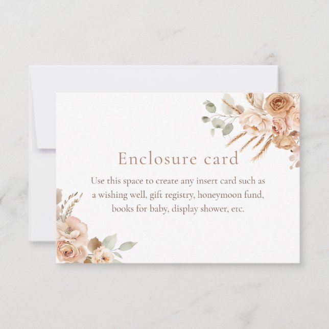 Carte d'insertion de Baby Shower Boho Pampas Grass (Devant)