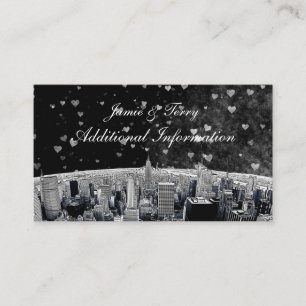 Carte d'insertion de coeur blanc noir NYC Skyline 