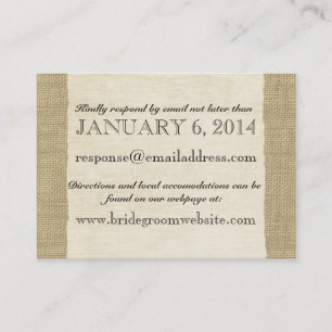 Carte d'insertion de dentelle vintage et de burlap