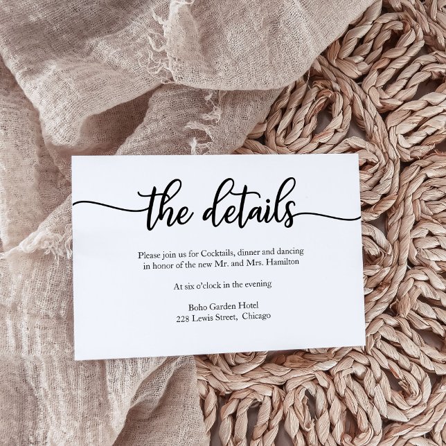 Carte d'insertion de détails de mariage minimalist (Créateur téléchargé)