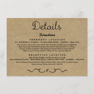 Carte d'insertion de détails mariage   Rustic Coun