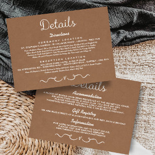 Carte d'insertion de détails mariage Rustic Coun