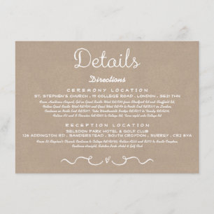 Carte d'insertion de détails mariage   Rustic Coun