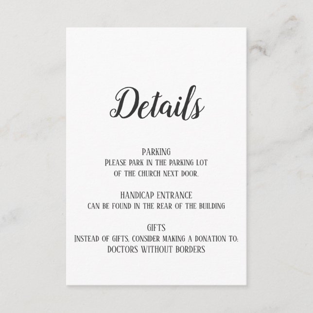 Carte d'insertion de détails minimalistes sur la r (Devant)