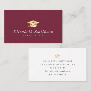 carte d'insertion de graduation casquette or maroo