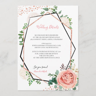 Carte d'insertion de mariage géométrique en or ros