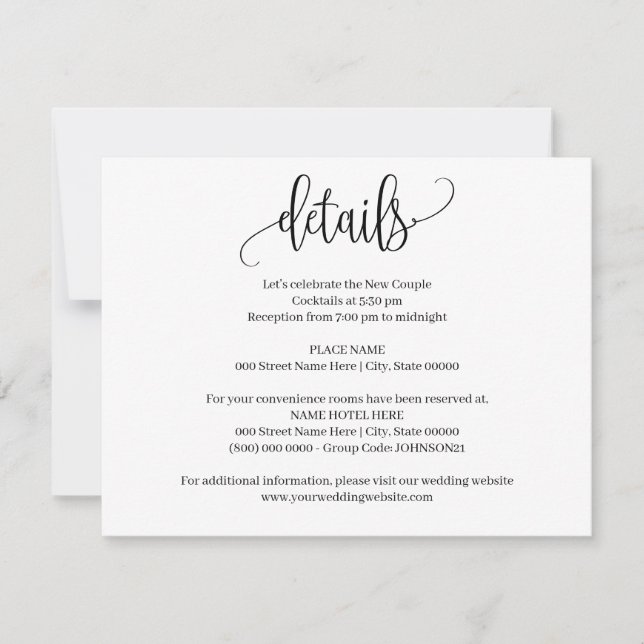 Carte d'insertion de Mariage minimaliste simple et (Devant)