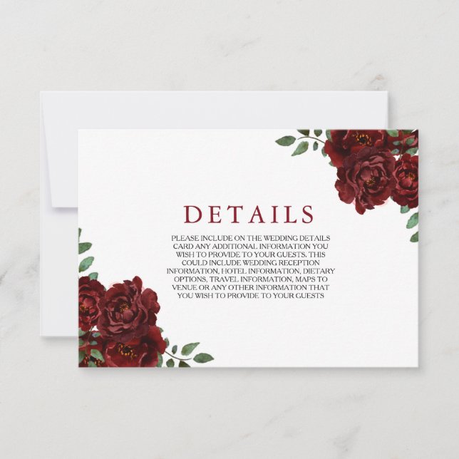 Carte d'insertion de mariage romantique rose rouge (Devant)