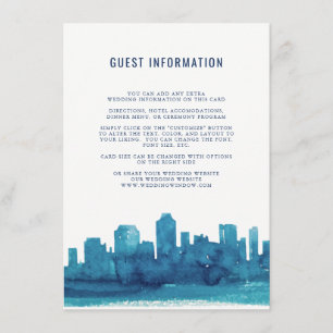 Carte d'insertion de Mariage Skyline Ville Waterco