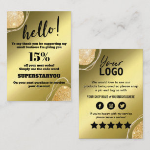 Carte d'insertion de Merci de Parties scintillant