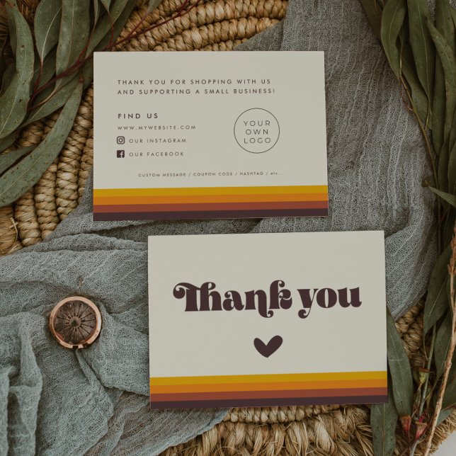 Carte d'insertion de Merci Vintage Retro 60s (Créateur téléchargé)