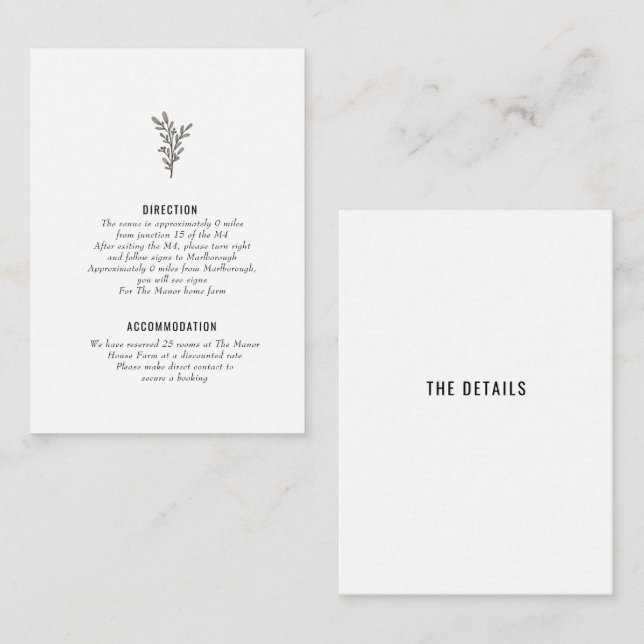 Carte d'insertion de réception de fête détaillée (Devant / Derrière)