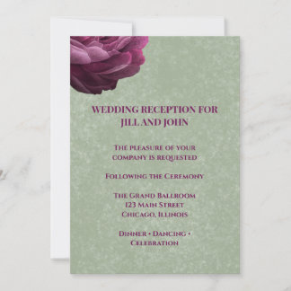 Carte d'insertion de réception de mariage vert sau