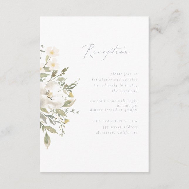 Carte d'insertion de réception Romance fleur sauva (Devant)