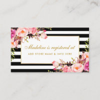 Carte d'insertion de registre à rayures rose Fête