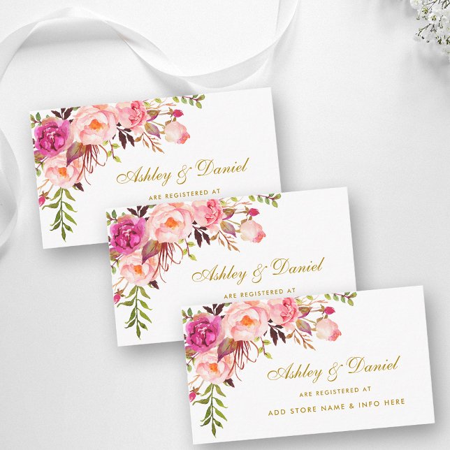 Carte d'insertion de registre mariage rose or (Customize to change size, style or text color.)
