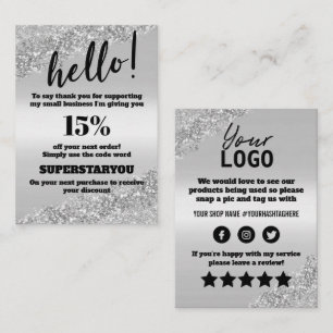 Carte d'insertion de remise sur le Merci de Partie