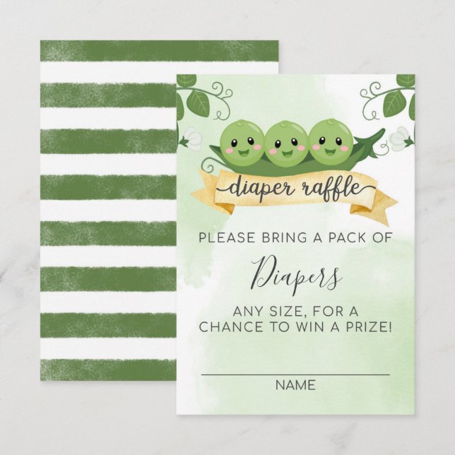 Carte d'insertion de tombola de couches Trois Pois (Devant / Derrière)