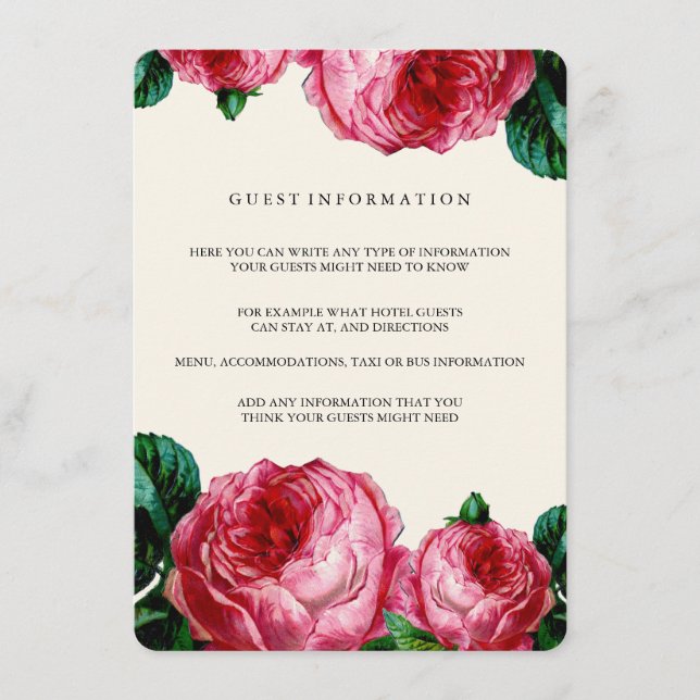 CARTE D'INSERTION DU MARIAGE DE DÉCOUPAGE FLORALE  (Devant)