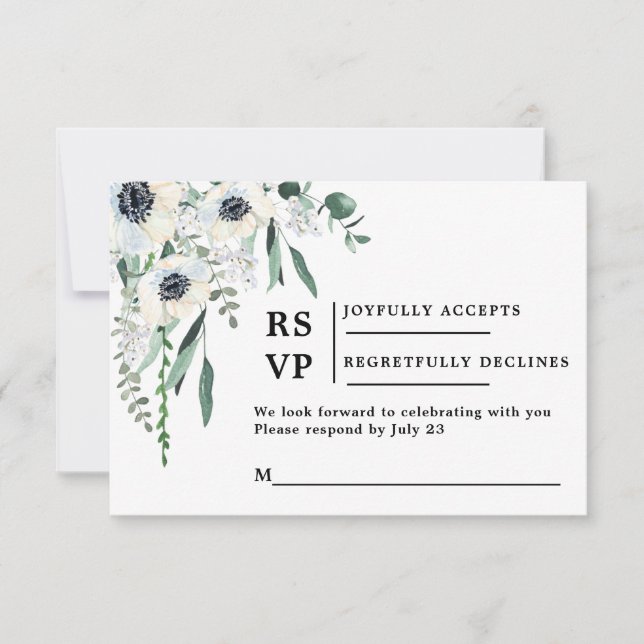 Carte d'insertion du mariage RSVP Anemone (Devant)