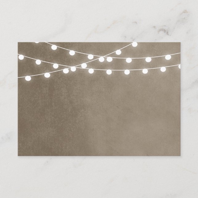 Carte d'insertion du Mariage Taupe String Lights (Devant)