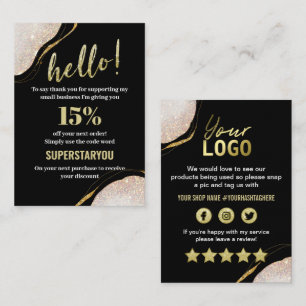 Carte d'insertion en or noir professionnel Merci