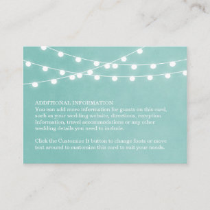 Carte d'insertion Mariage Aqua String Lights