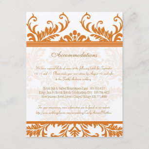 Carte d'insertion Mariage damassé orange et ivoire