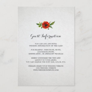Carte d'insertion Mariage Red Poppy