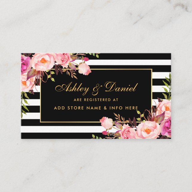 Carte d'insertion mariage Rose Blush Gold Black (Devant)