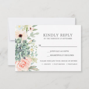 Carte d'insertion mariage RSVP Succulente