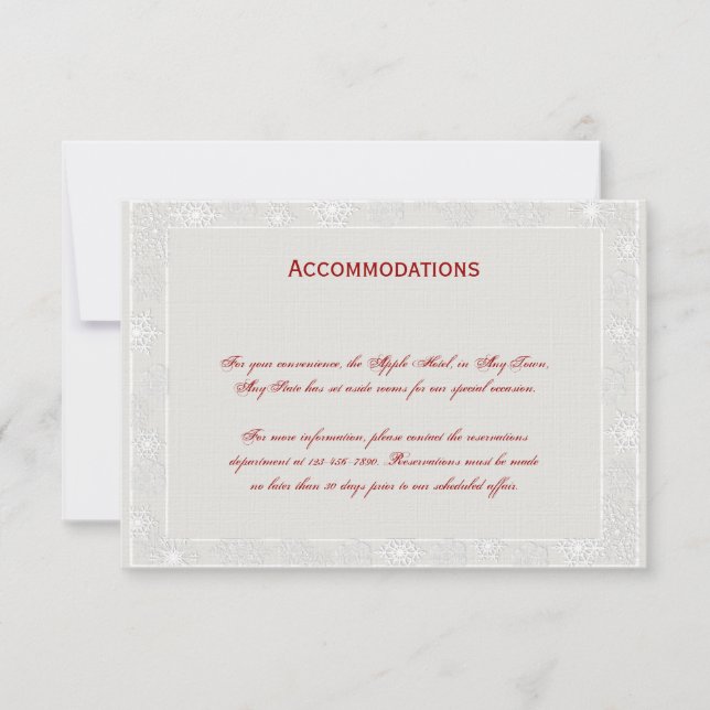 Carte d'insertion Mariage Silver and White Snowfla (Devant)