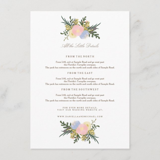 Carte d'insertion vintage Silhouette Floral Mariag (Devant)