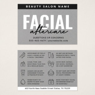 Carte d'instruction de postsoins faciaux gris Prem