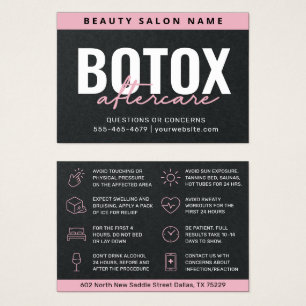 Carte d'instruction de soins après Botox Noir Prem