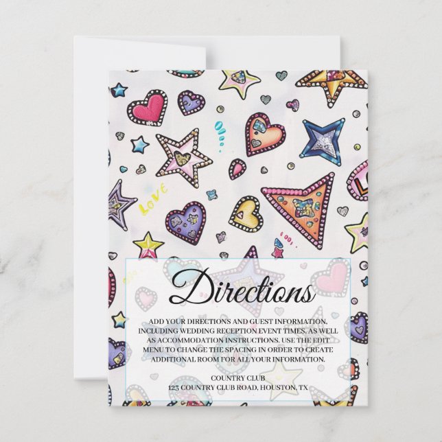 Carte d'instructions de mariage Love & Crystal (Devant)