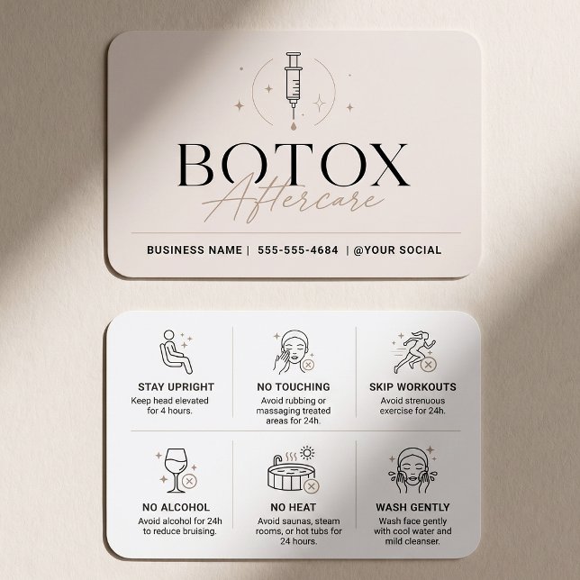 Carte d'instructions de suivi Botox minimaliste (Créateur téléchargé)