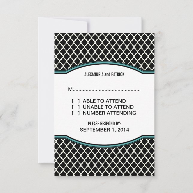 Carte d'intervention Aqua Elegant Quatrefoil (Devant)