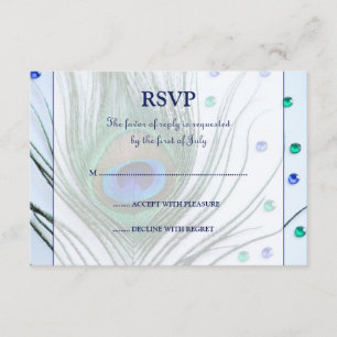 Carte d'intervention bleue en plume de paon de ver
