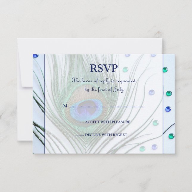 Carte d'intervention bleue en plume de paon de ver (Devant)