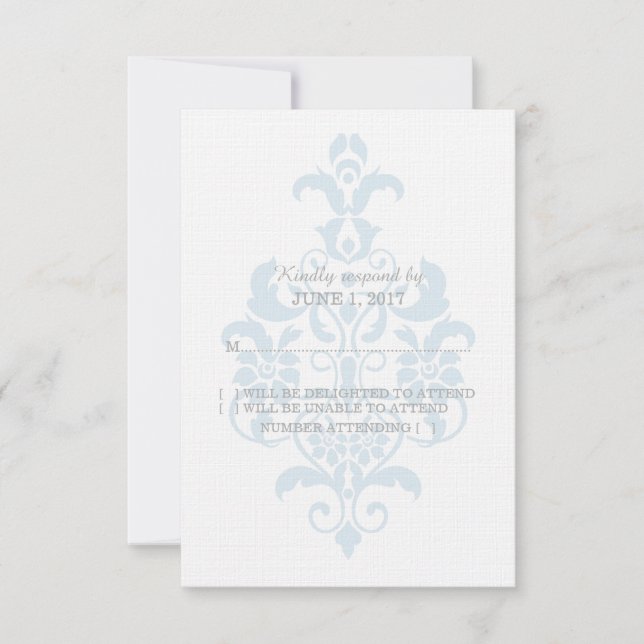 Carte d'intervention Blue Subtil Damask (Devant)