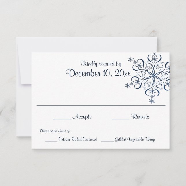 Carte d'intervention Élégance bleue Snowflake (Devant)
