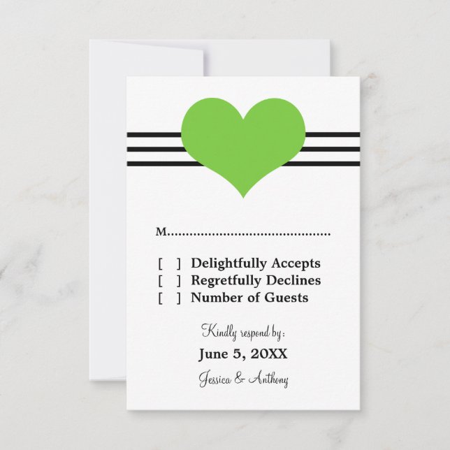 Carte d'intervention Mariage de coeur, verte (Devant)
