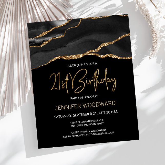 Carte d'invitation 21e anniversaire Budget Black G (Créateur téléchargé)