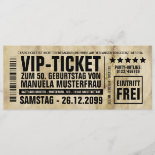 Carte d'invitation 50e anniversaire billet VIP