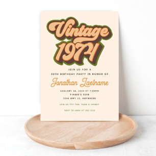 Carte d'invitation 50e anniversaire Vintage 1974