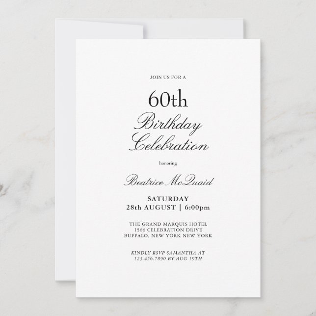 Carte d'invitation 6oth anniversaire portrait (Devant)