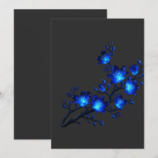Carte d'invitation à branche florale bleue lumineu